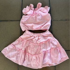 btween Pink Striped Kids Skirt Set
